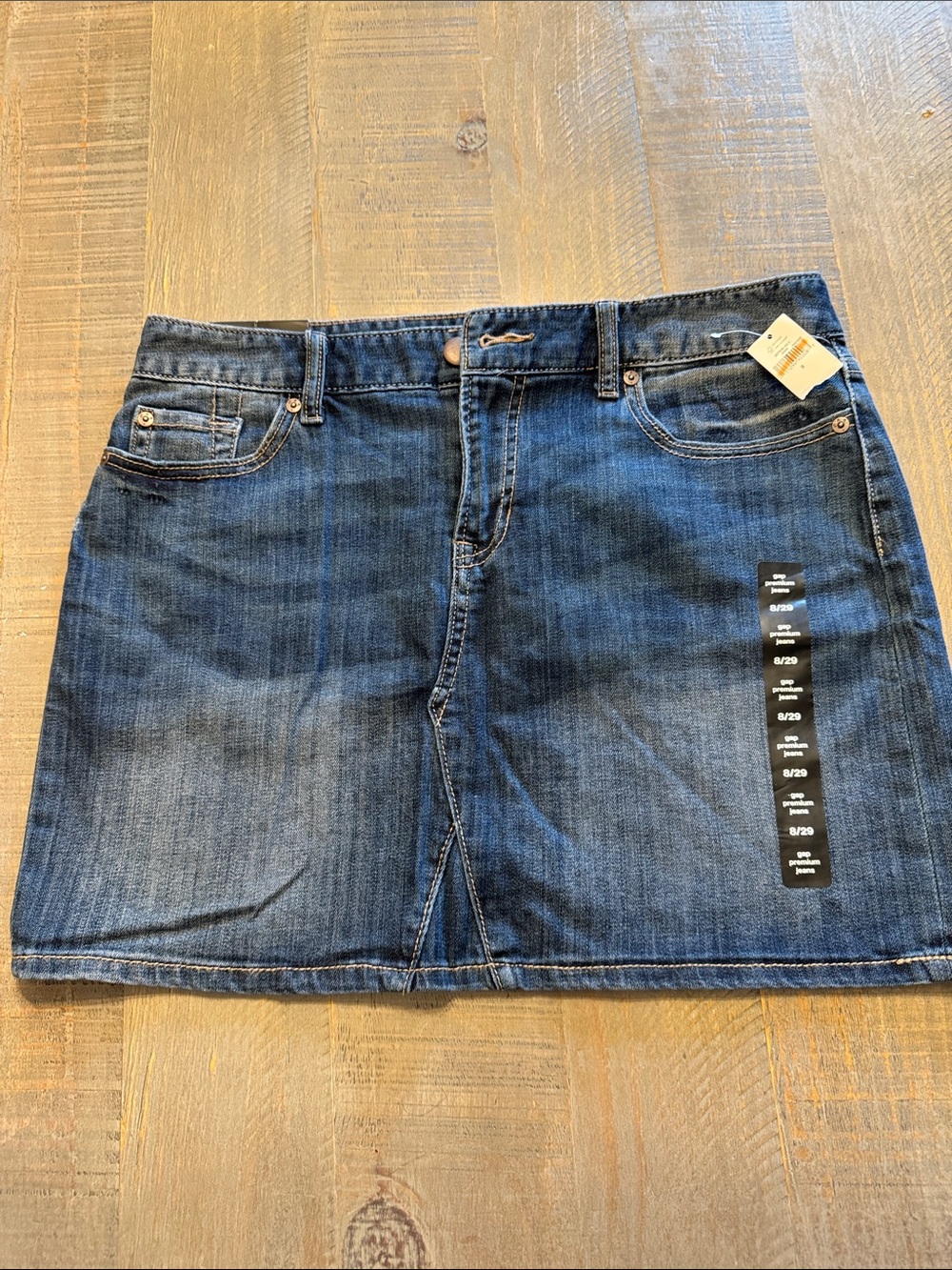 GAP Dark Blue Denim Mini Skirt with Contrasting Orange Stitching